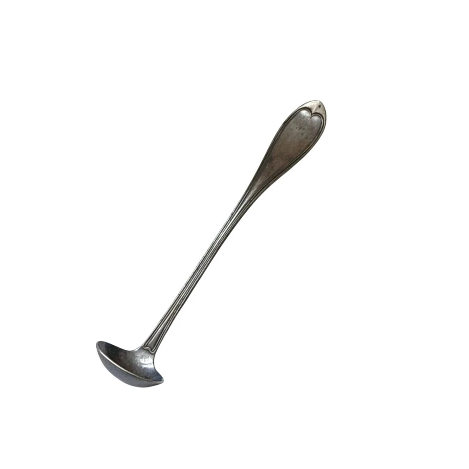 Cuchara de sal chapada en plata vintage mango punta cucharadita ornamentada 5 pulgadas Foto 2 de 4