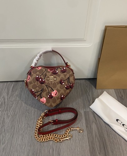 Coach Heart Crossbody Bag In Signature Canvas With Cherry Print CY706