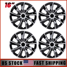 16" 4Pc Replacement Wheel Covers Snap On Full Hub Caps Black Fits R16 Tire & Rim