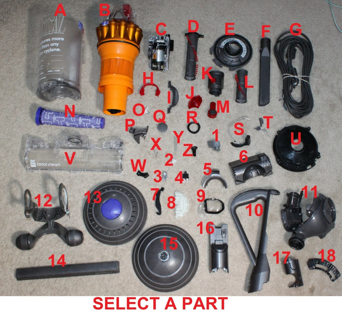 Dyson on sale dc40 parts
