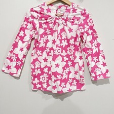 MINI BODEN Floral Tunic Top Pink White Beachy Tropical Barbiecore Size 9-10 year