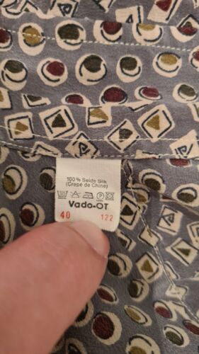 Vintage 80er Seide van Laack Royal Hemd 40 grau bunt gemustert Sehr gut M-L boho - Bild 4 von 5