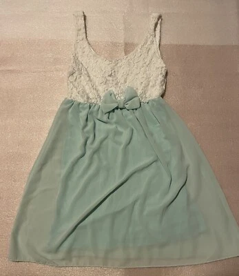 Kleid Damen Festkleid Schleife Türkis/ Weis - Bild 1 von 2