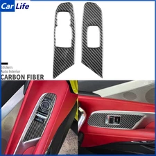 Real Carbon Fiber Window Lift Switch Panel Cover For Chevrolet Corvette C8 20-25
