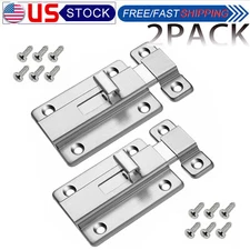 2Pcs Stainless Steel Slide Latch Lock Keyless Entry Door Lock for Home Security