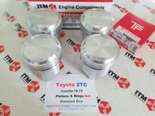 Toyota Corolla 2TC 1600cc 78-79 8.5-1 Compression Piston Set Standard W/Rings - Picture 3 of 3