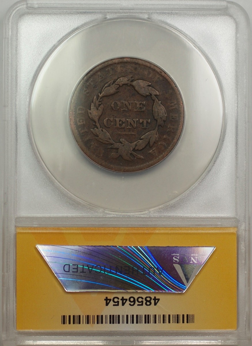 1837 Large Cent 1C Coin ANACS VG 8 Details Rim Bumps | eBay