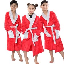 Enfants Mou Toison Rouge Peignoir Pansement Encapuchonné Robe Fille Garçon 2-13
