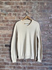 Martin Margiela Line 14 Men  s Sweater, Sz Large, Beige, Cotton Suede Elbows