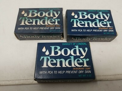 Lot of 3 Vintage Yardley of London BODY TENDER Deodorant Soap for Dry Skin 4oz 