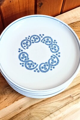 8 English Blue Denby Langley Coupe Dinner Serving Plate Authentic Stoneware 10''