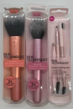 3PC Real Techniques Powder & Blush Brush & Brow Shaping SET ~ FAST SHIPPING