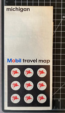 Mobil Gas Michigan Travel Map Roads and Cities 25.5" x 35" Vintage Map 1966
