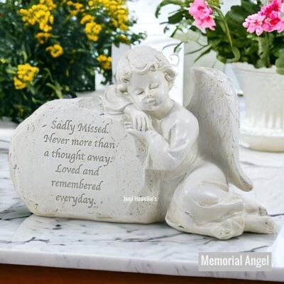 Memorial Angel Ornament Remembrance Sculpture Graveside Plaque Grave Memory