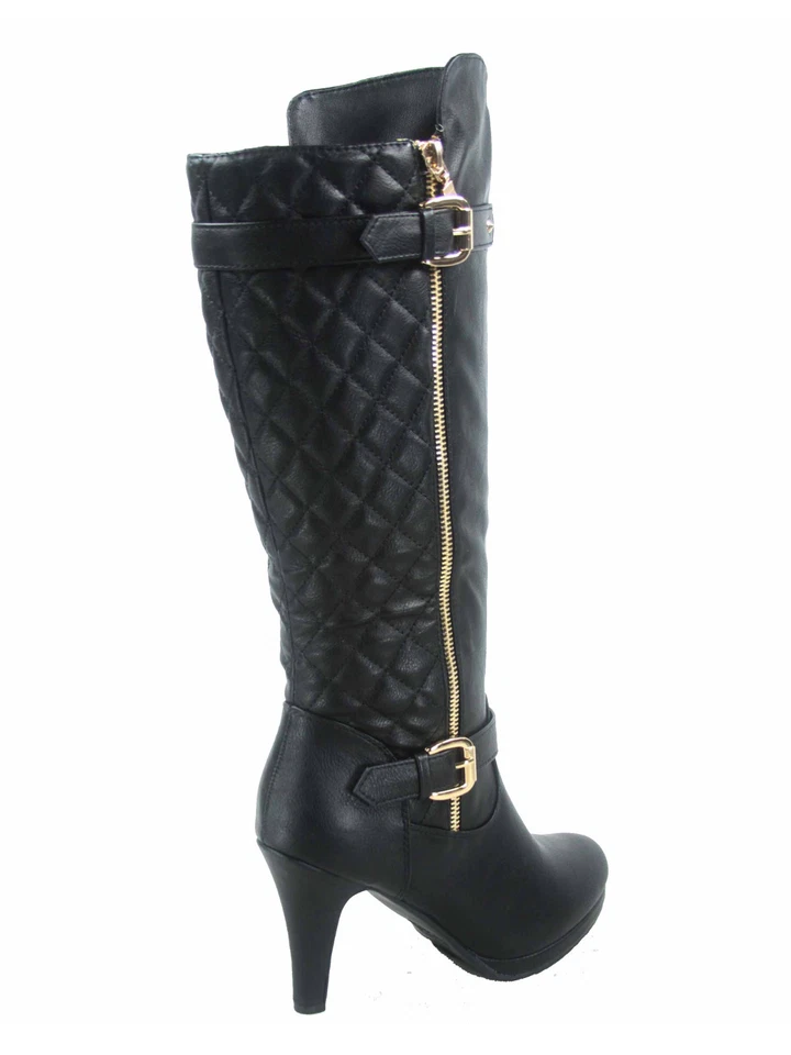 Mujeres Sexy Zapatos de Bota de Tacón Alto Bajo con Cremallera Media Pantorrilla Hasta la Rodilla Talla 5-10 NUEVO  Foto 2 de 4