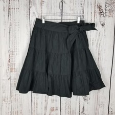 Moschino Jeans Black Tiered Skirt Womens 8 Skirt Belted Short Zipper 