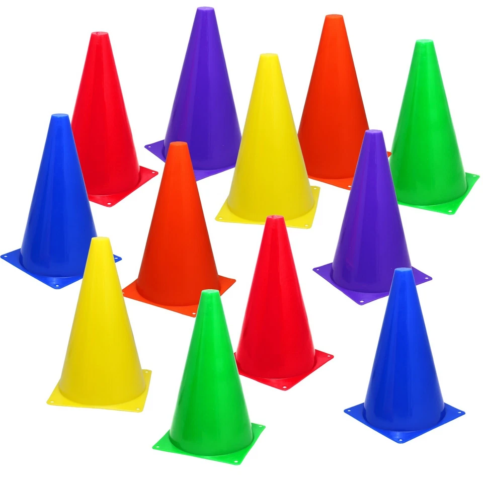 BLUEDOT TRADING® 12 MultiColor 9 inch Cones Train Training Soccer Football Agility Traffic Bright