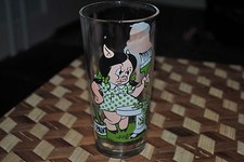 Vintage 1976 PORKY PIG & PETUNIA Green Lawn Mower Pepsi Drinking Glass Looney T