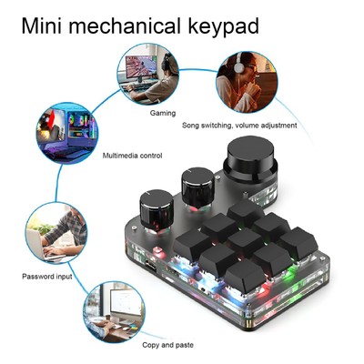 Mini Custom Keypad 9 Keys 3 Knobs Programmable RGB Backlit Programming Macro FY