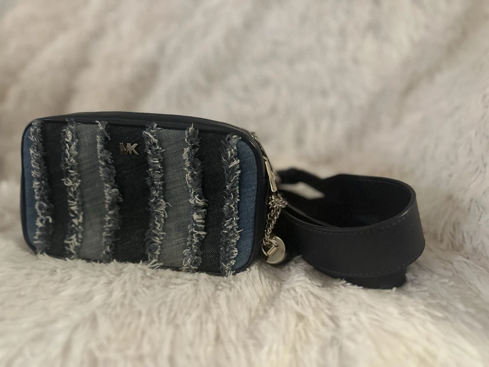 Bolso para cámara Michael Kors Patchwork Denim azul varias rayas con bolsa antipolvo Foto 2 de 4