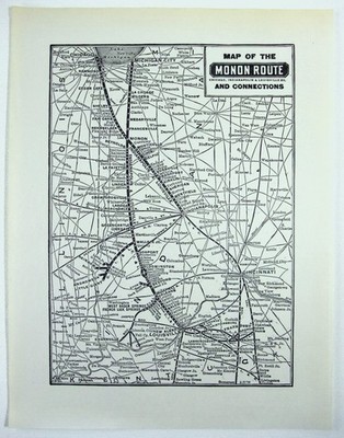 Monon Route - Original 1941 Railroad System Map.  Vintage Railway