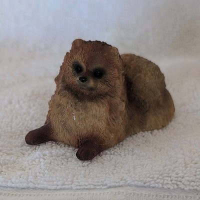Pomeranian Resin Dog Figurine Brown Collectible Decorative Sculpture