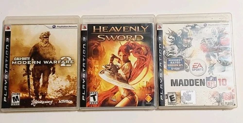 PS3 Games Bundle Lot HEAVENLY SWORD/CALL OF DUTY MODERN WARFARE 2/ MADDEN NFL 10