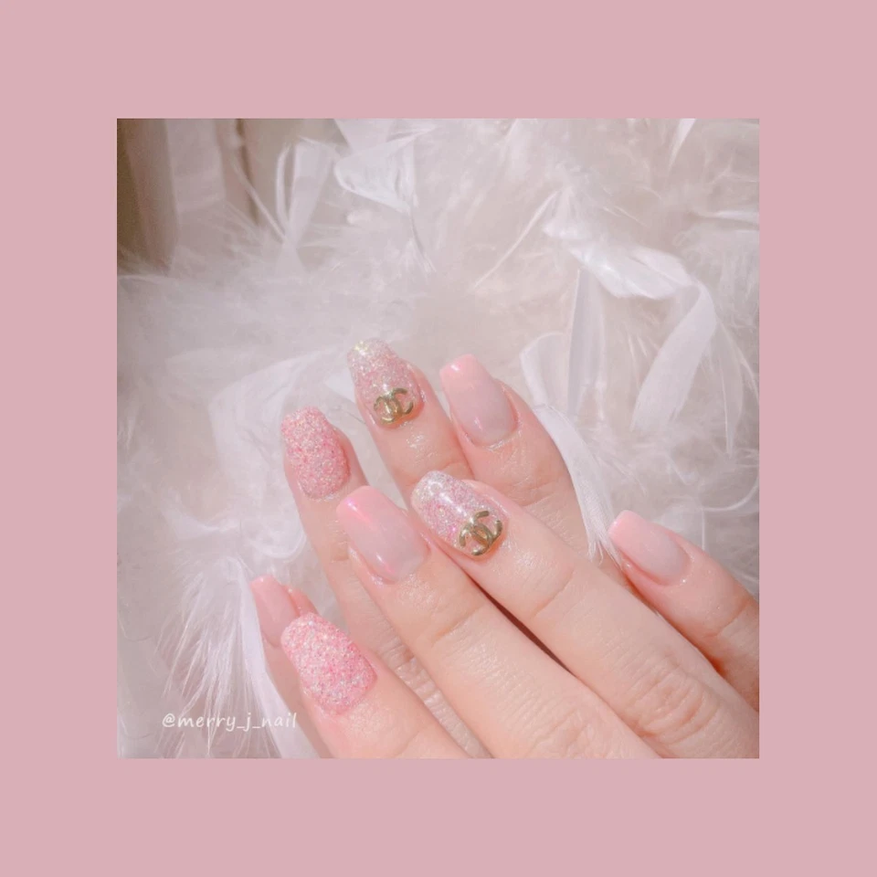 Bonnie B Peach Puff Pearl Aurora Glass Glow Nail Powder K-Beauty - Photo 2/4