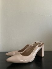Calvin Klein Beige Slingback Block Heel Pointed Toe Shoes US 8 EU 38 Women