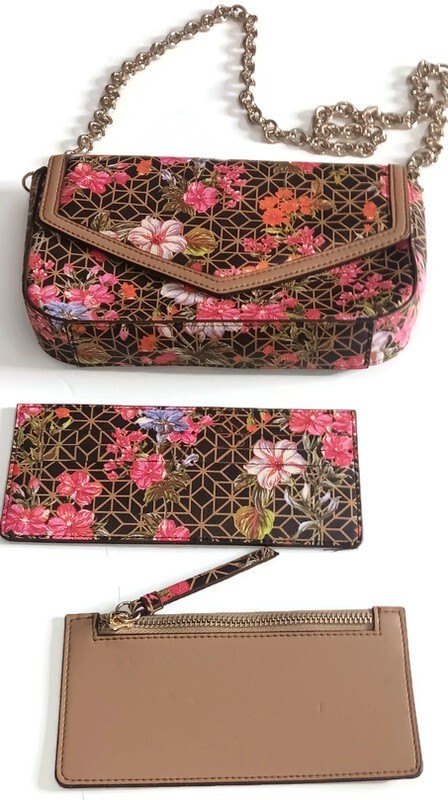 Women's Big Fat GOLD CHAIN Bag/ Wallet, Floral