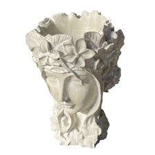 Statuette Béton Fée - Fait Main Décoration pour Jardin Et Maison Pot de Fleur