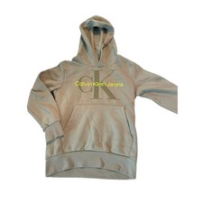  Calvin Klein Jeans Boys Gray Pullover Graphic Hoodie Sweatshirt Youth
