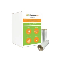 2 Roll 18" x 2000' (32 Gauge) Coreless Stretch Film Hand Shrink Wrap - Clear