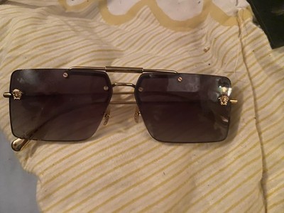 Versace Sunglasses MOD 2275 1002/6G Shield Rimless Gold Medusa-Italy 145mm