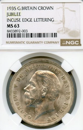 GREAT BRITAIN SILVER CROWN 1935 MS-63 NGC GEORGE V NICE