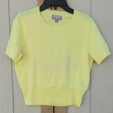 J. Crew Summer Caahmere Short Sleeve Butter Yellow Small Preppy Girly Soft Core