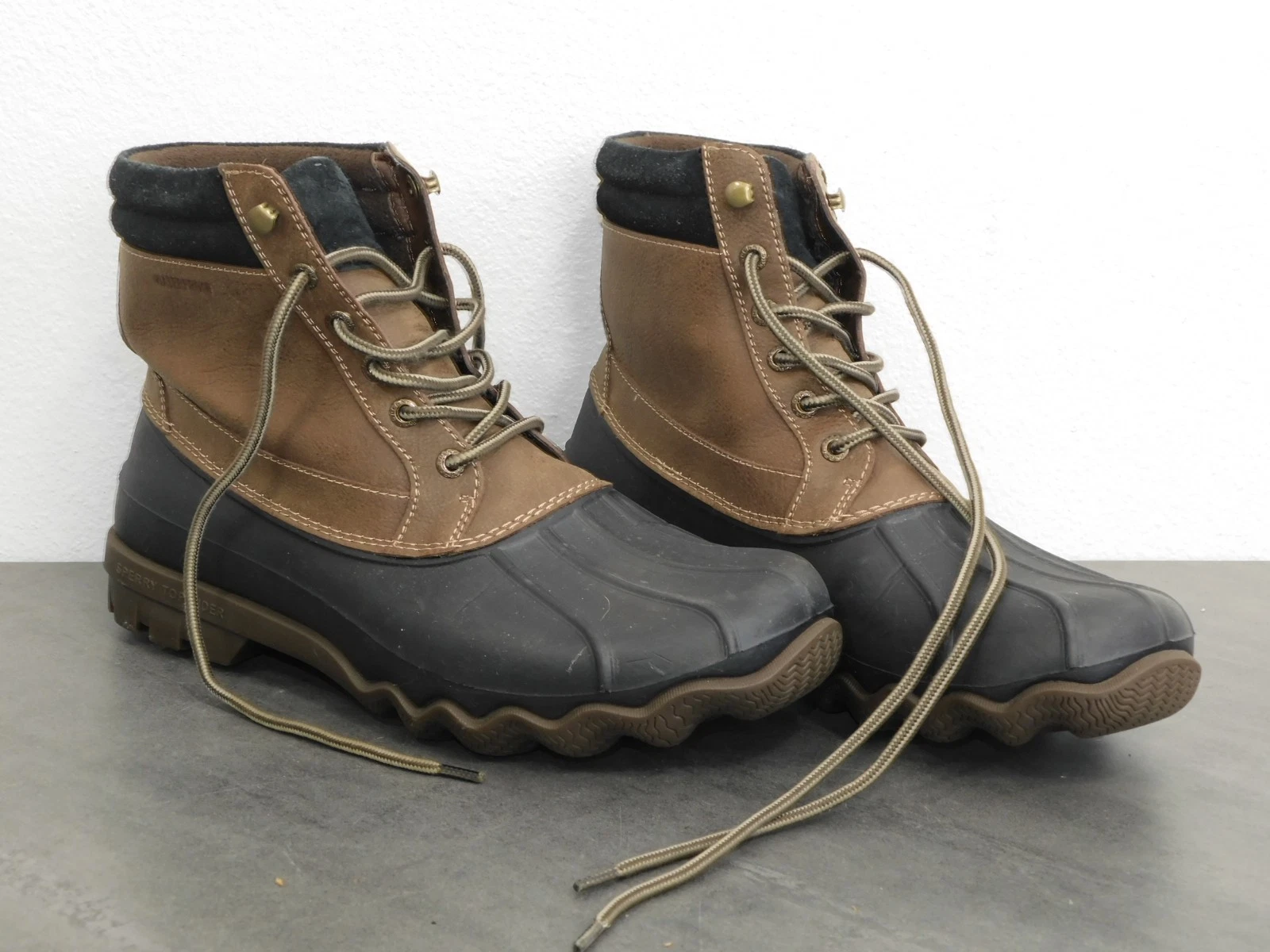 Sperry Snow Boots Mens Size 10 Brown Leather Waterproof Lined Ankle STS14142