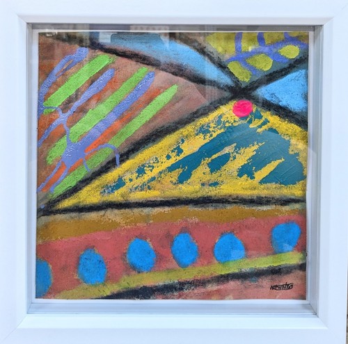 ABSTRACT EXPRESSIONIST 30 ORIGINAL OIL CANVAS SQUARE NIGEL WATERS SIGNED FRAMED