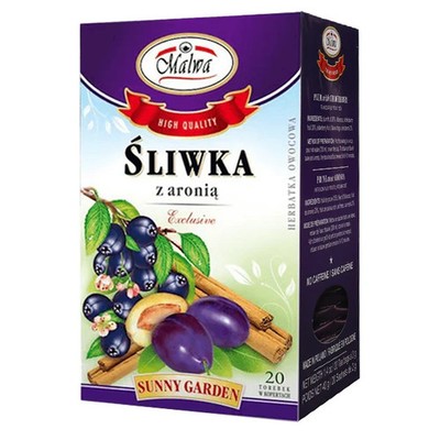 Malwa Plum & Chokeberry Aronia Sliwka Fruit Tea Poland 20 Tea Bags