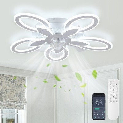 26'' Bladeless Ceiling Fan with Light   6 Speeds, Timer, Stepless Dim LED, Remote