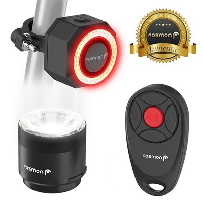 Fosmon Rechargeable Bike Lights Set, Smart Bike Tail Light Alarm Bike Headlight