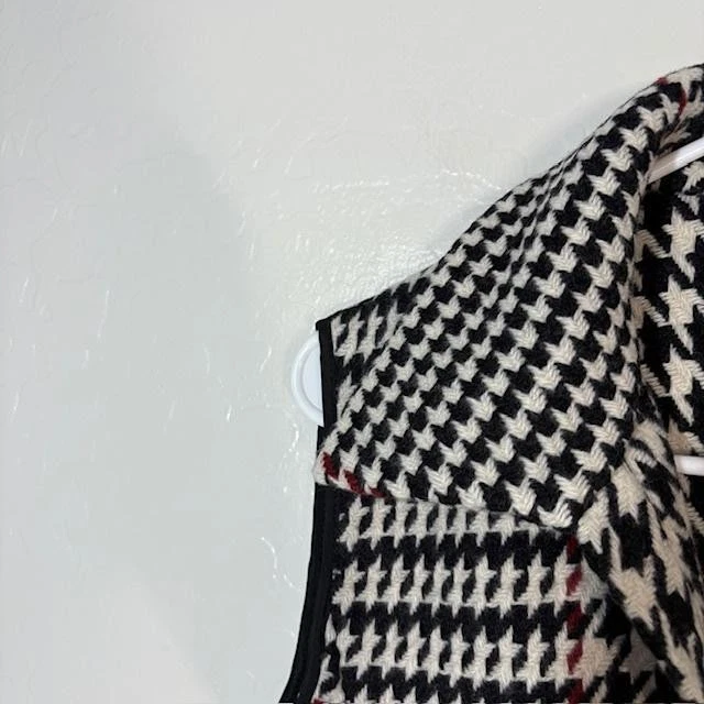 Chaleco Akris Punto Mujer 4 Negro Blanco Pata de Gallo Mezcla Lana Sin Mangas Cuadros Foto 2 de 4