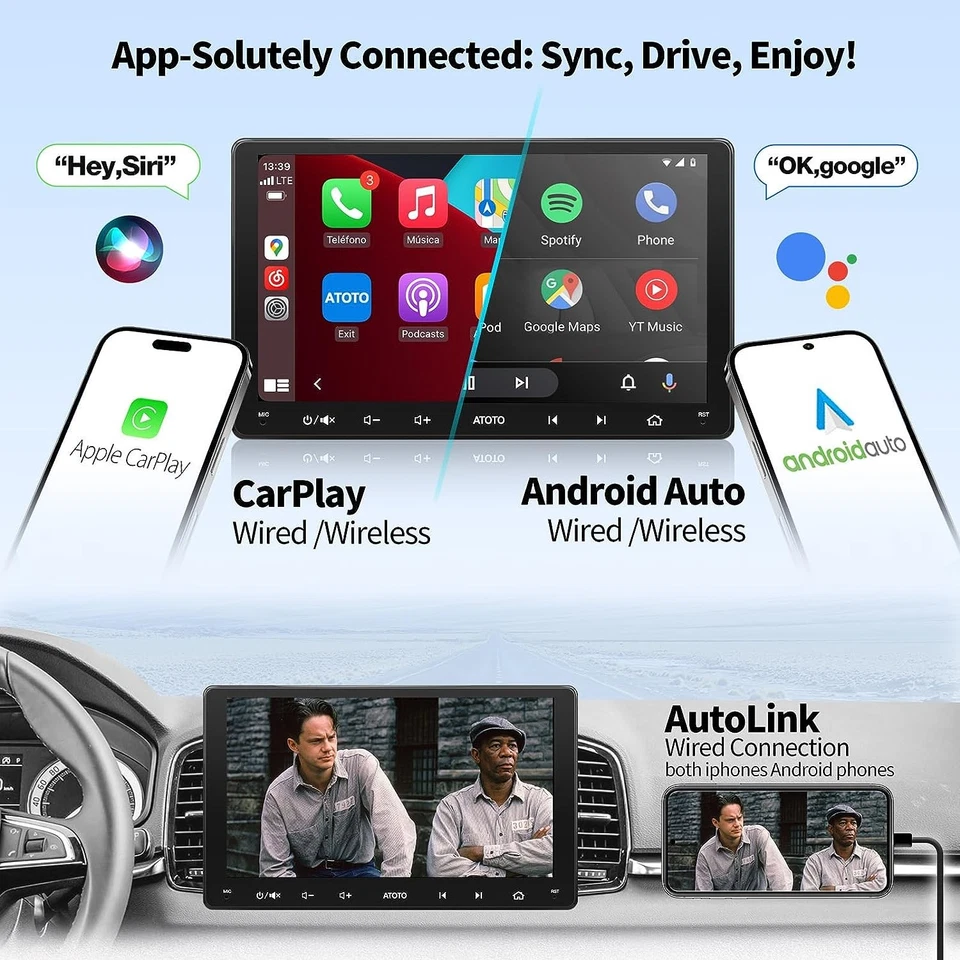 ATOTO F7WE 9'' IPS Touchscreen 2 DIN Car Stereo Wireless CarPlay & Android Auto - Immagine 4 di 4