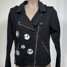 Disney Parks Nightmare Before Christmas Moto Black Hooded Jacket Women's LARGE