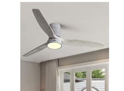 Sofucor 52'' Integrated LED Indoor Flush Mount Silver Fan w/ Light and Remote