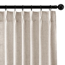 Pinch Pleated Camel Linen Curtains 84 Inches Long for Living Room Bedroom Lig...