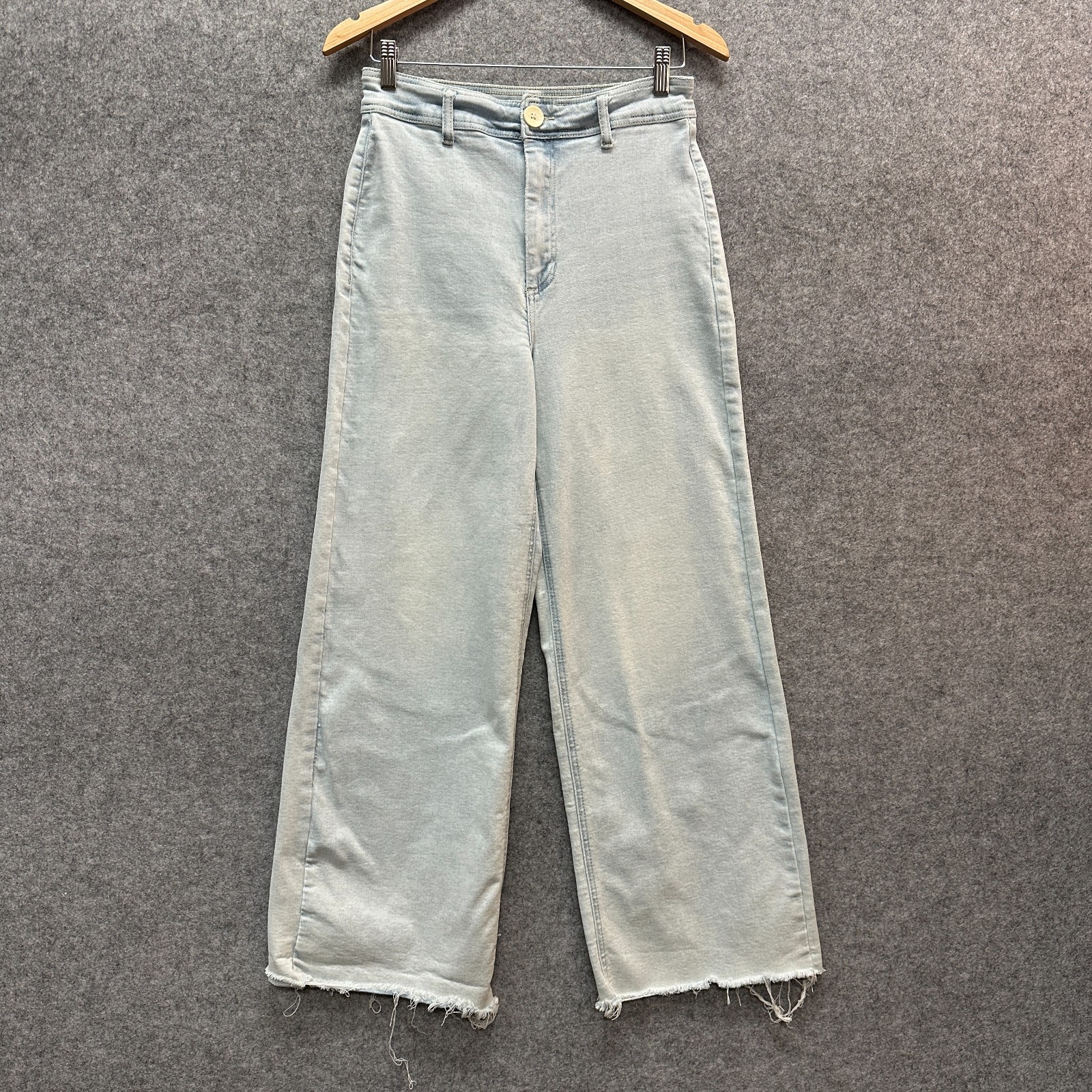 OAT New York Jeans Womens Size 8/29 Light Blue High Rise Wide Leg Baggy Raw Hem