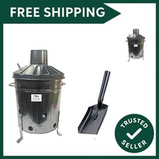 Small Medium Large 15L 60L 90L Litre Metal Galvanised Garden Incinerator Fire...