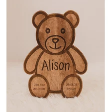 Personalized Teddy Bear Wood Wall Decor Nursery Decor Baby Shower Gift New Baby