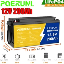 200Ah 12V LiFePO4 Lithium Battery Built-in BMS for RV Marine Off-Grid Solar
